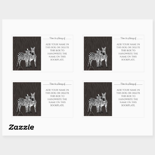 Zebra Play Bookplate Rectangular Sticker (Sheet)