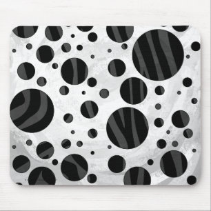 Zebra Polka Dot Black and Gray Print Mouse Mat