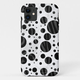 Zebra Polka Dot Black and Grey Print iPhone 11 Case