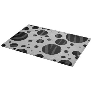Zebra Polka Dot Black and Grey Print Cutting Board