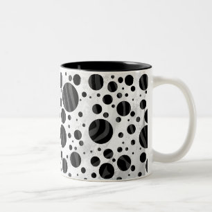 Zebra Polka Dot Black and Grey Print Two-Tone Coffee Mug