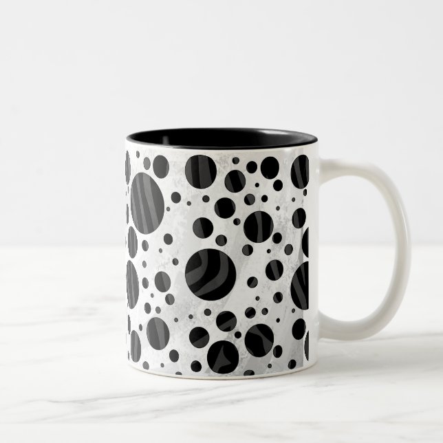 Zebra Polka Dot Black and Grey Print Two-Tone Coffee Mug (Right)