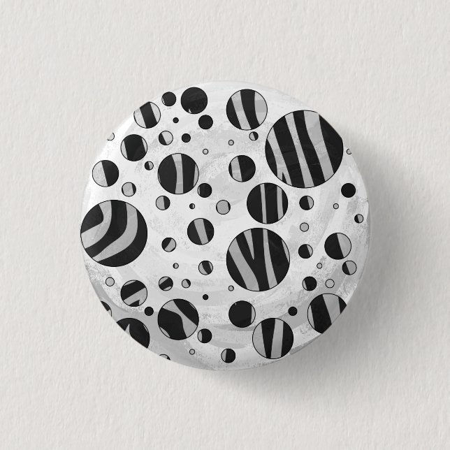 Zebra Polka Dot Black and Light Grey 3 Cm Round Badge (Front)
