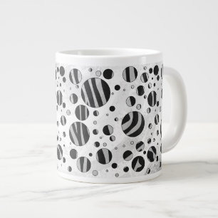 Zebra Polka Dot Black and Light Grey Large Coffee Mug