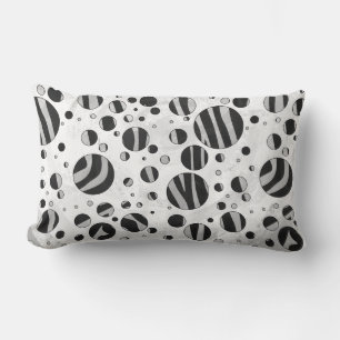 Zebra Polka Dot Black and Light Grey Lumbar Cushion