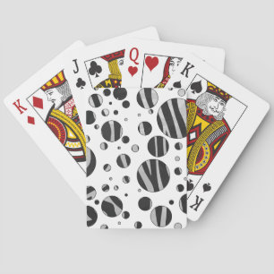 Zebra Polka Dot Black and Light Grey Playing Cards