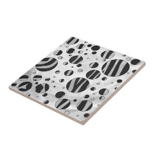 Zebra Polka Dot Black and Light Grey Tile