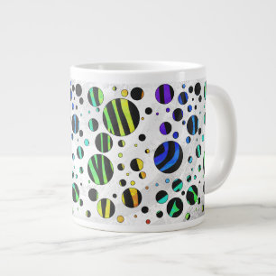 Zebra Polka Dot Black and Rainbow Print Large Coffee Mug