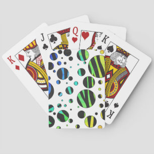 Zebra Polka Dot Black and Rainbow Print Playing Cards