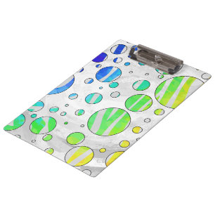 Zebra Polka Dot Rainbow and White Print Clipboard