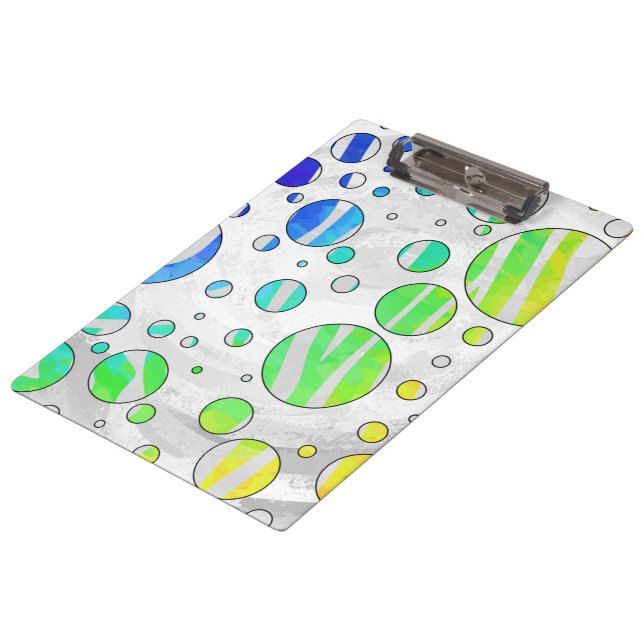 Zebra Polka Dot Rainbow and White Print Clipboard (Angled)