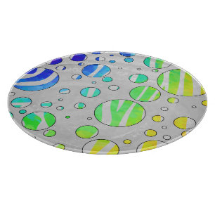 Zebra Polka Dot Rainbow and White Print Cutting Board