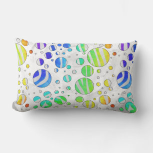 Zebra Polka Dot Rainbow and White Print Lumbar Cushion