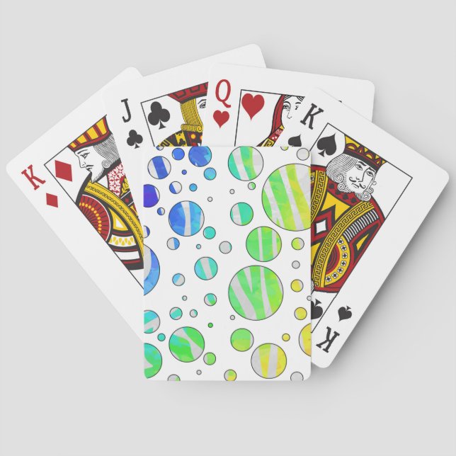 Zebra Polka Dot Rainbow and White Print Playing Cards (Back)