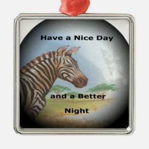 Zebra Portrait, Amboseli: he Spirit of the Savanna Metal Tree Decoration