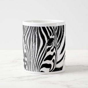 Zebra portrait black and white large coffee mug