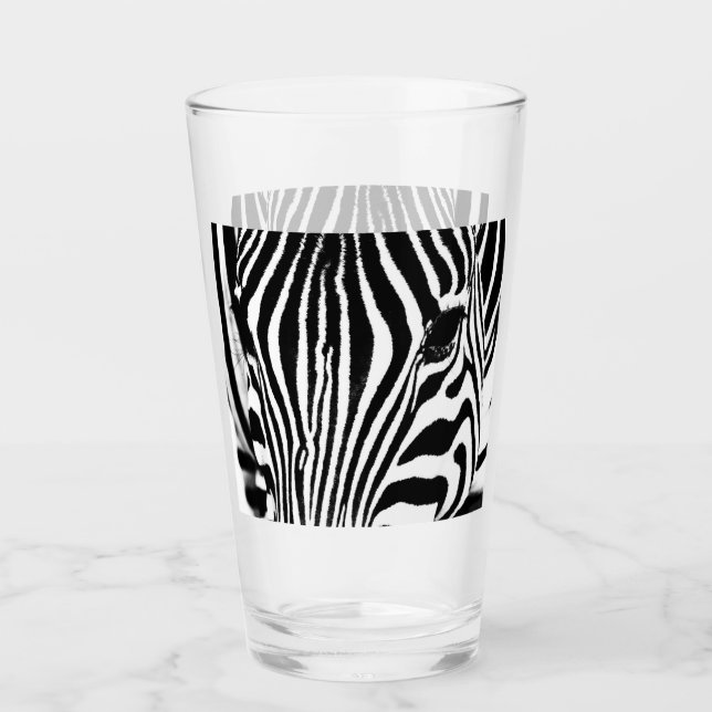 Zebra portrait black and white photo glass (Front)
