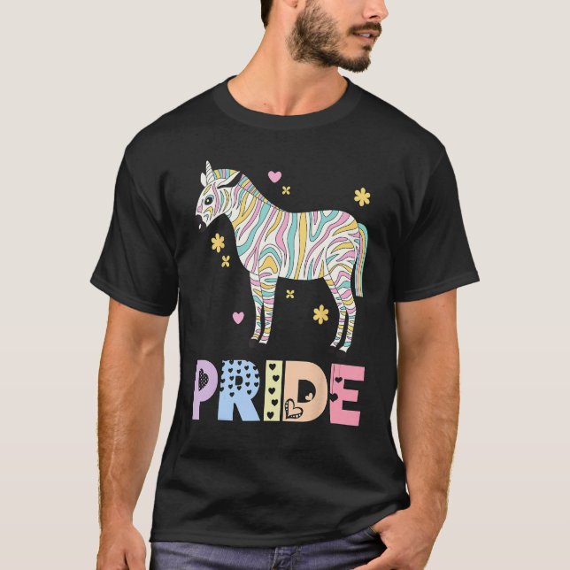 Zebra Pride Rainbow Animal LGBTQIA Men Women Girls T-Shirt (Front)