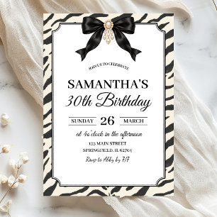 Zebra Print Adult Birthday Invitation