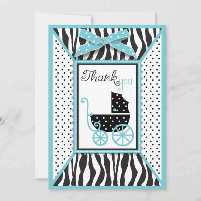 Zebra Print and Baby Carriage Thank You (Front)