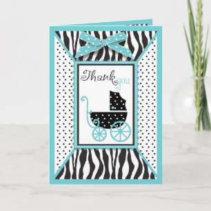 Zebra Print and Baby Carriage Thank You Card