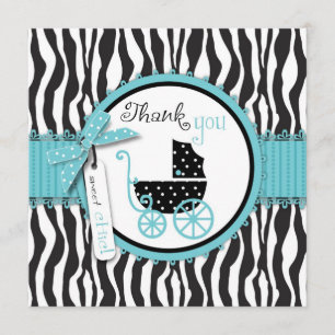 Zebra Print and Baby Carriage Thank You Card