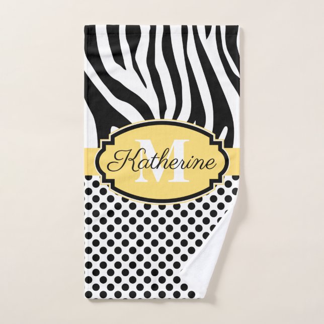 Zebra Print and Dots Pattern Bath Towel Set (Hand Towel)