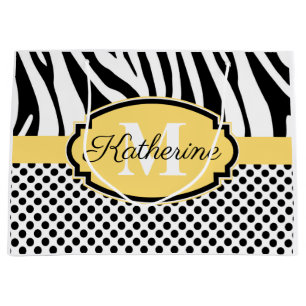 Zebra Print and Dots Pattern Large Gift Bag