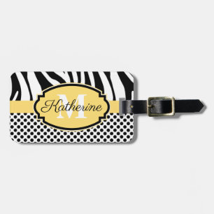 Zebra Print and Dots Pattern Luggage Tag