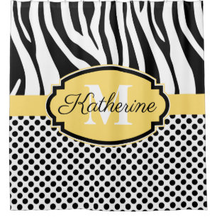 Zebra Print and Dots Pattern Shower Curtain