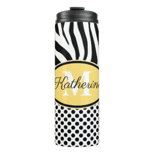 Zebra Print and Dots Pattern Thermal Tumbler