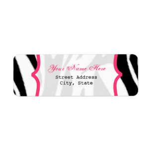 Zebra Print And Pink Return Address Label
