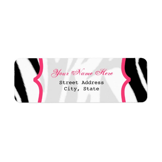 Zebra Print And Pink Return Address Label (Front)