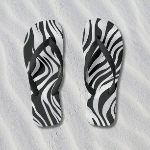 Zebra Print Animal Pattern Flip Flops