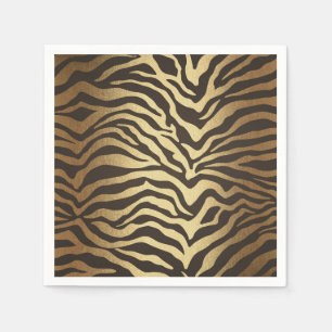 Zebra Print Animal Skin Elegant Modern Glam Gold Napkin