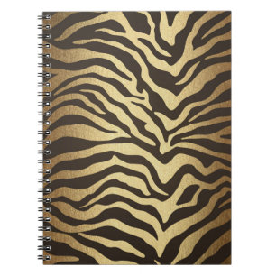 Zebra Print Animal Skin Print Modern Glam Gold Notebook