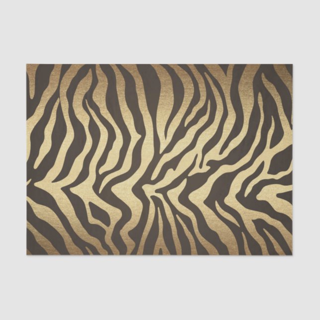Zebra Print Animal Skins Gold Glam Chic Tissue Paper (Front)
