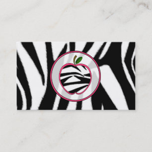 Zebra Print Apple Fashion Teacher Business Card