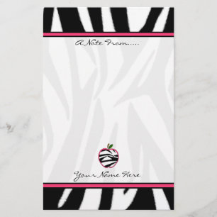 Zebra Print Apple Fashion Teacher Stationery