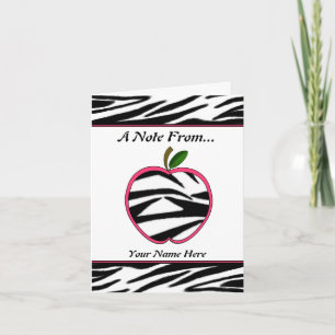 Zebra Print Apple Teacher Notecard