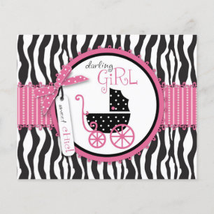 Zebra Print & Baby Carriage Advice Card