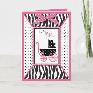Zebra Print & Baby Carriage Baby Shower Invitation