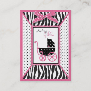 Zebra Print & Baby Carriage Baby Shower Reminder Business Card