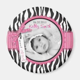 Zebra Print & Baby Carriage Photo Insert Magnet