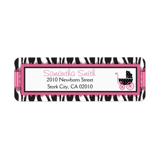 Zebra Print & Baby Carriage Return Label (Front)