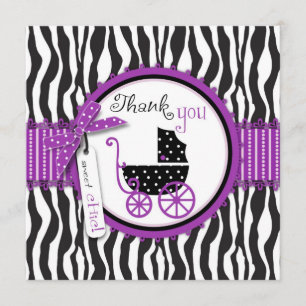 Zebra Print & Baby Carriage Thank You Card