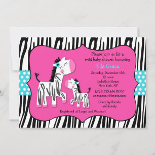 Zebra Print  Baby Shower Invitations