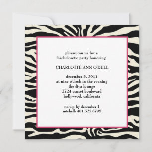 zebra print bachelorette party invitation