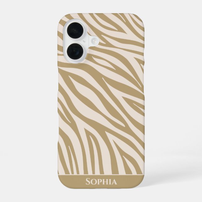 Zebra Print-Beige- iPhone 16 Case (Back)