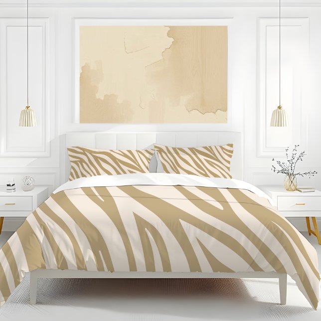 Zebra Print-Beige- Pillowcase (Zebra Print Neutral Beige BEDROOM duvet and pillows)